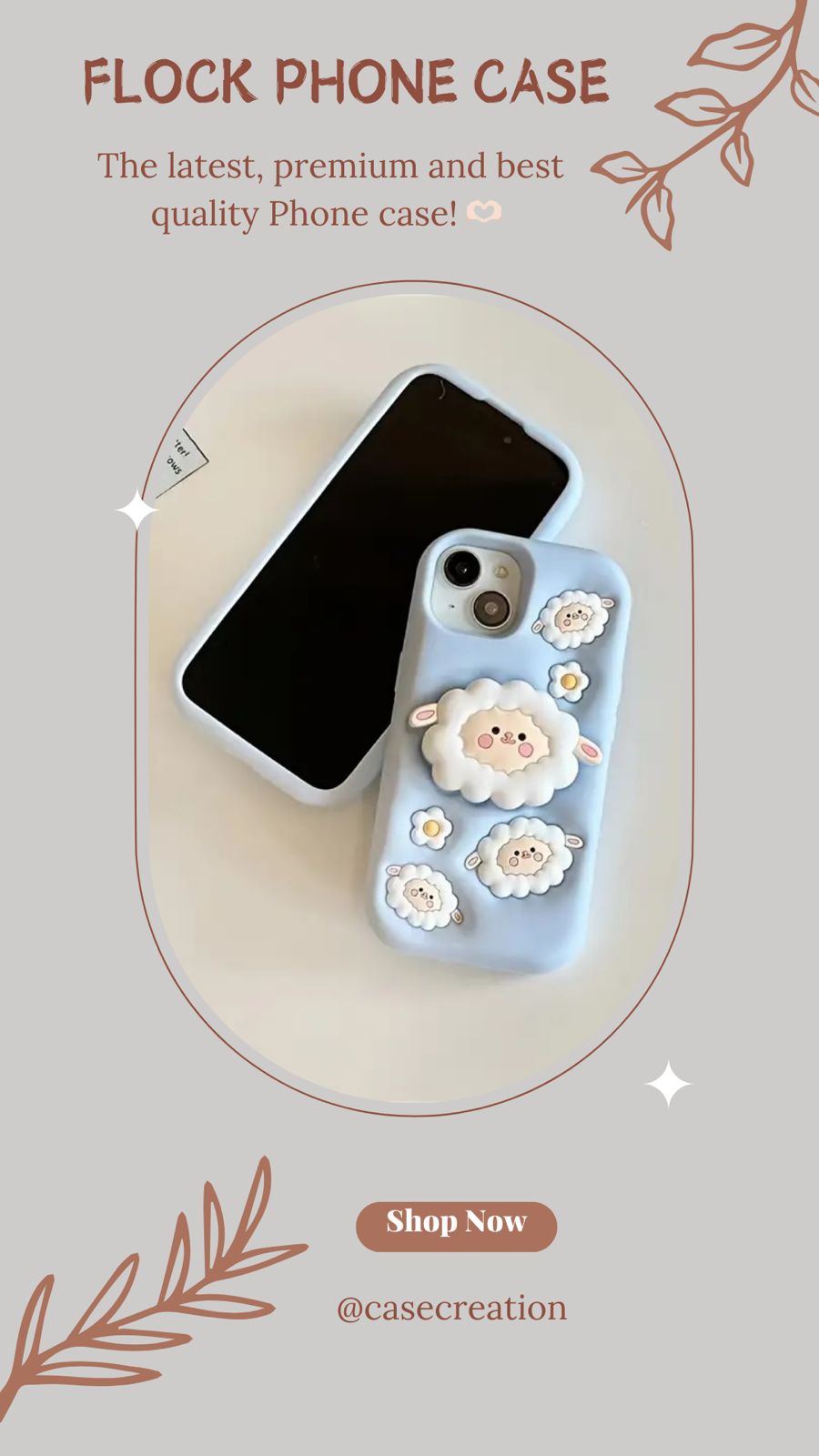 3D Cartoon Sheep Flock Case Funda Cotton Candy Cloud Pop Back Case with Holder